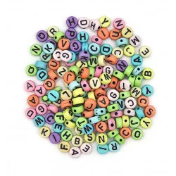 PERLES RONDES ALPHABET FOND PASTEL